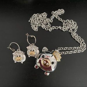 Silver coated necklace and earrings